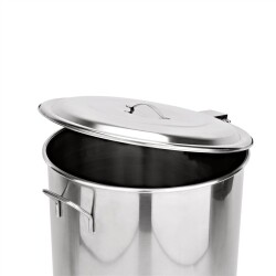 Edelstahl Tretabfallbehälter 65 Liter auf Rollen