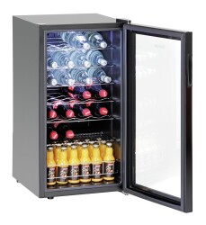 Flaschenkühlschrank mit Glastür 88L schwarz