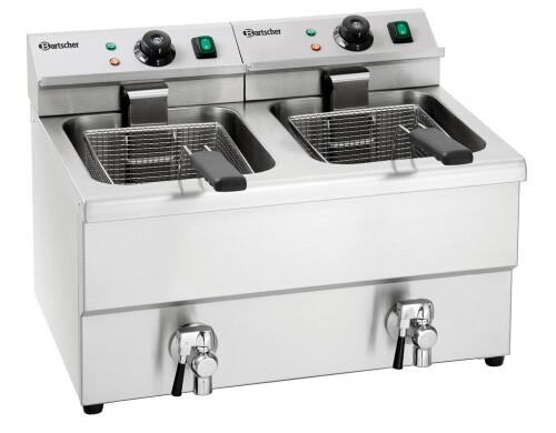 Elektro-Doppel-Fritteuse mit Fettablasshahn "IMBISS II"