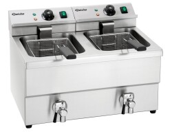 Elektro-Doppel-Fritteuse mit Fettablasshahn "IMBISS...