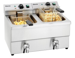 Elektro-Doppel-Fritteuse mit Fettablasshahn "IMBISS...