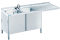 Edelstahl Spülcenter 2 Becken links Flügeltüren B1600 mm T700 mm