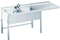 Edelstahl Spülcenter 2 Becken links B1900 mm T700 mm