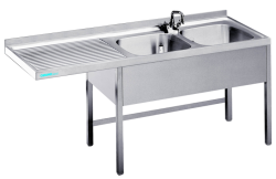 Edelstahl Spülcenter 2 Becken rechts B1600 mm T700 mm