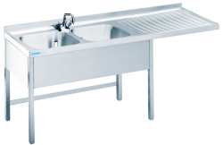 Edelstahl Spülcenter 2 Becken links B1600 mm T700 mm
