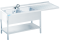 Edelstahl Spülcenter 2 Becken links Zwischenboden B1800 mm T600 mm