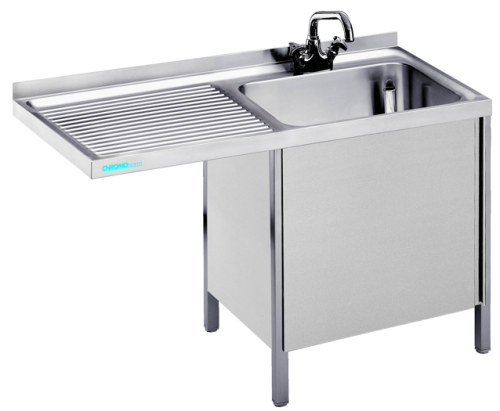 Edelstahl Spülcenter 1 Becken rechts Flügeltür B1200 mm T600 mm