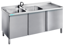 Spültisch 2 Becken links Flügeltüren T700...