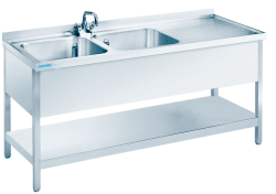 Spültisch 2 Becken links Zwischenboden T700 mm B1900 mm