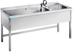 Spültisch 2 Becken rechts ohne Boden T700 mm B1900 mm