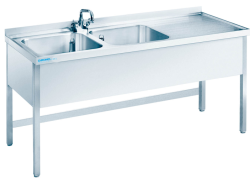 Spültisch 2 Becken links ohne Boden T700 mm B1900 mm