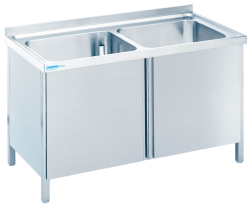 Spültisch 2 Becken mittig Flügeltüren T700...