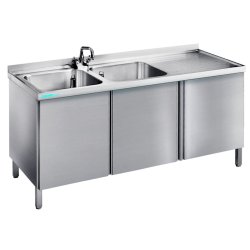 Spültisch 2 Becken links Flügeltüren T600...