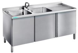 Spültisch 2 Becken links Flügeltüren T600...