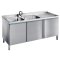 Spültisch 2 Becken links Flügeltüren T600 mm B1800 mm