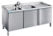 Spültisch 2 Becken links Flügeltüren T600 mm B1800 mm