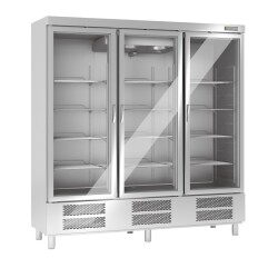 Edelstahlkühlschrank 3-türig mit Glastüren...
