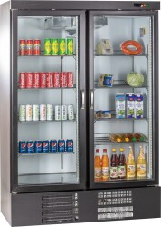 Glastürkühlschrank 2-türig schwarz KU 1200 G