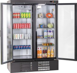 Glastürkühlschrank 2-türig schwarz KU 1200 G