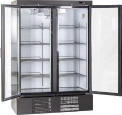 Glastürkühlschrank 2-türig schwarz KU 1200 G