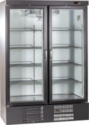 Glastürkühlschrank 2-türig schwarz KU 1200 G
