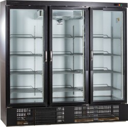 Glastürkühlschrank schwarz 3-türig KU 1850...