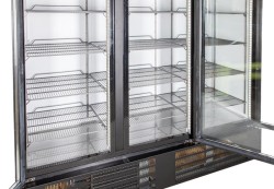 Glastürkühlschrank schwarz 3-türig KU 1850 G mit Drehtüren