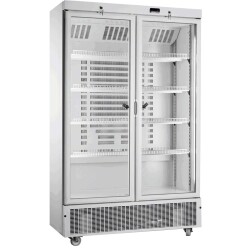 Glastürkühlschrank 2 Drehtüren auf Rollen...