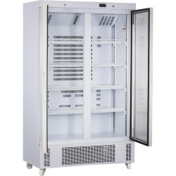 Glastürkühlschrank 2 Drehtüren auf Rollen 850 GU