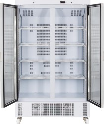 Glastürkühlschrank 2 Drehtüren auf Rollen 850 GU