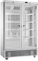 Glastürkühlschrank 2 Drehtüren auf Rollen 850 GU