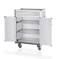Minibarversorgungswagen Aluoptik mit hellen Profilen