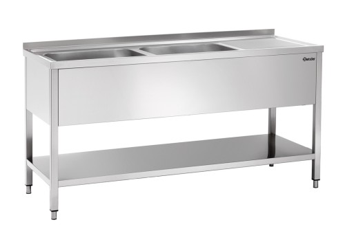 Spüle mit 2 Becken Abtropffläche re. Grundboden B1600