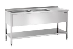 Spüle mit 2 Becken Abtropffläche re. Grundboden...