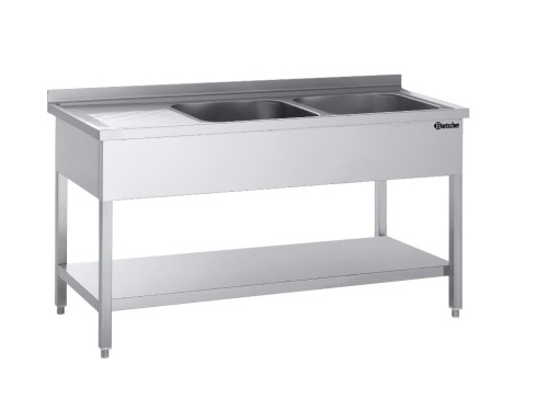 Spüle mit 2 Becken Abtropffläche li. Grundboden B1600