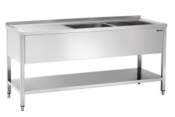 Spüle mit 2 Becken Abtropffläche li. Grundboden...