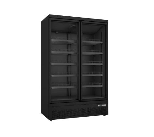 Getränkekühlschrank schwarz mit Glastür 2-türig GTK 1000 Pro