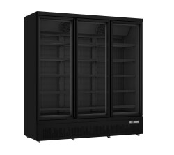 Tiefkühlschrank schwarz mit 3 Glastüren GTK...