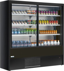 Wandkühlregal OLIMPO 120 schwarz mit Schiebetüren