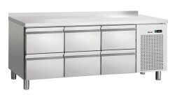 Kühltisch S6-150 MA mit 6 Schubladen und Aufkantung