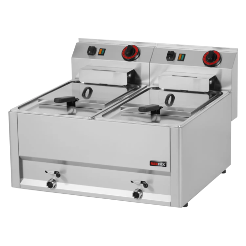Elektro-Fritteuse 2 x 8 Liter Becken 400 Volt - Tischgerät