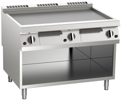 Gas-Grillplatte glatt 18 kW mit 3 Heizzonen offener Unterbau