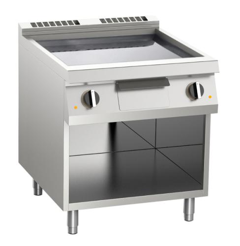 Gas-Grillplatte glatt 21 kW mit 2 Heizzonen offener Unterbau