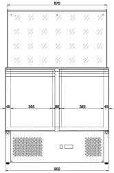 Saladette mit 2 Türen gerader Glasaufbau 908