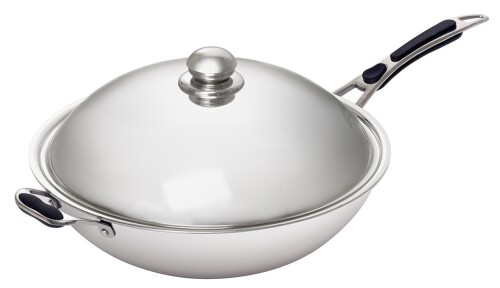 Edelstahl Wokpfanne 6 Liter inkl. Deckel