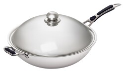 Edelstahl Wokpfanne 6 Liter inkl. Deckel