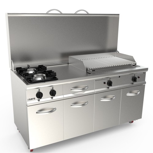 Filchef mobile Kücheninsel mit Gas-Herd & Lavasteingrill