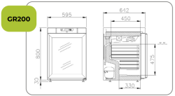 Edelstahl Kühlschrank mit Glastür COMPACT GR200 G S