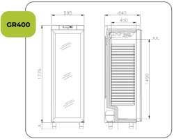 Edelstahl Kühlschrank mit Glastür COMPACT GR400 G S