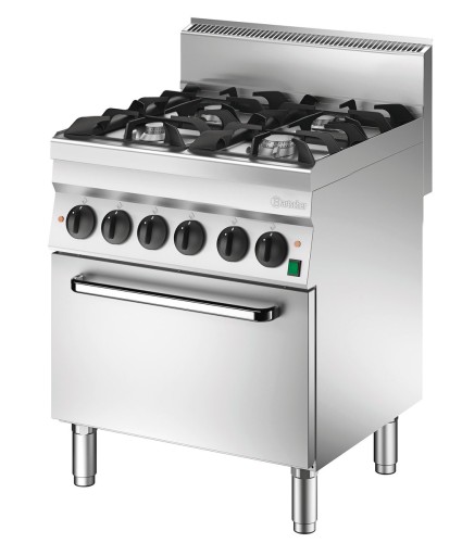 Gasherd 650 4 Flammen mit Elektrobackofen